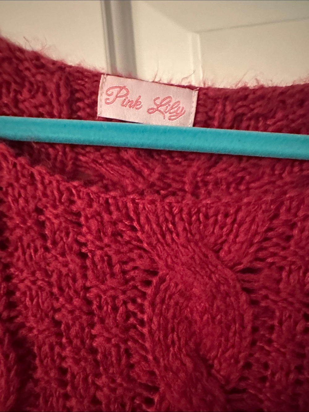 Pink Lily Chunky Cable Knit Sweater - Berry Pink - Picture 3 of 5